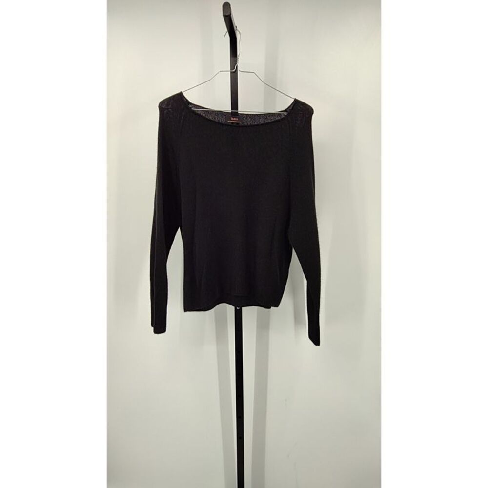 Quince Women Mongolian Cashmere Boatneck Sweater Black Top M